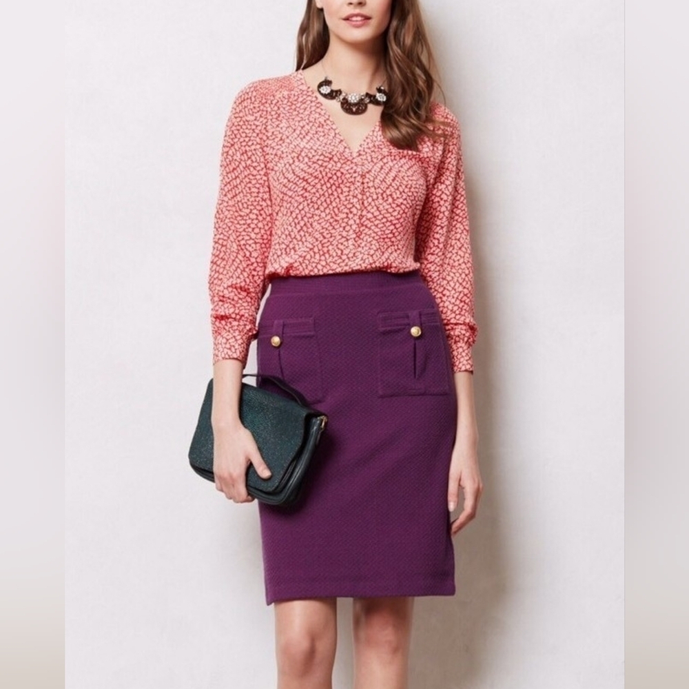 Anthropologie Vanessa Virginia Elegant Purple Skirt Size XS New